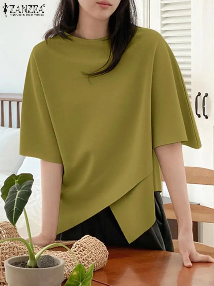 Women Asymmetrical O-Neck Tee