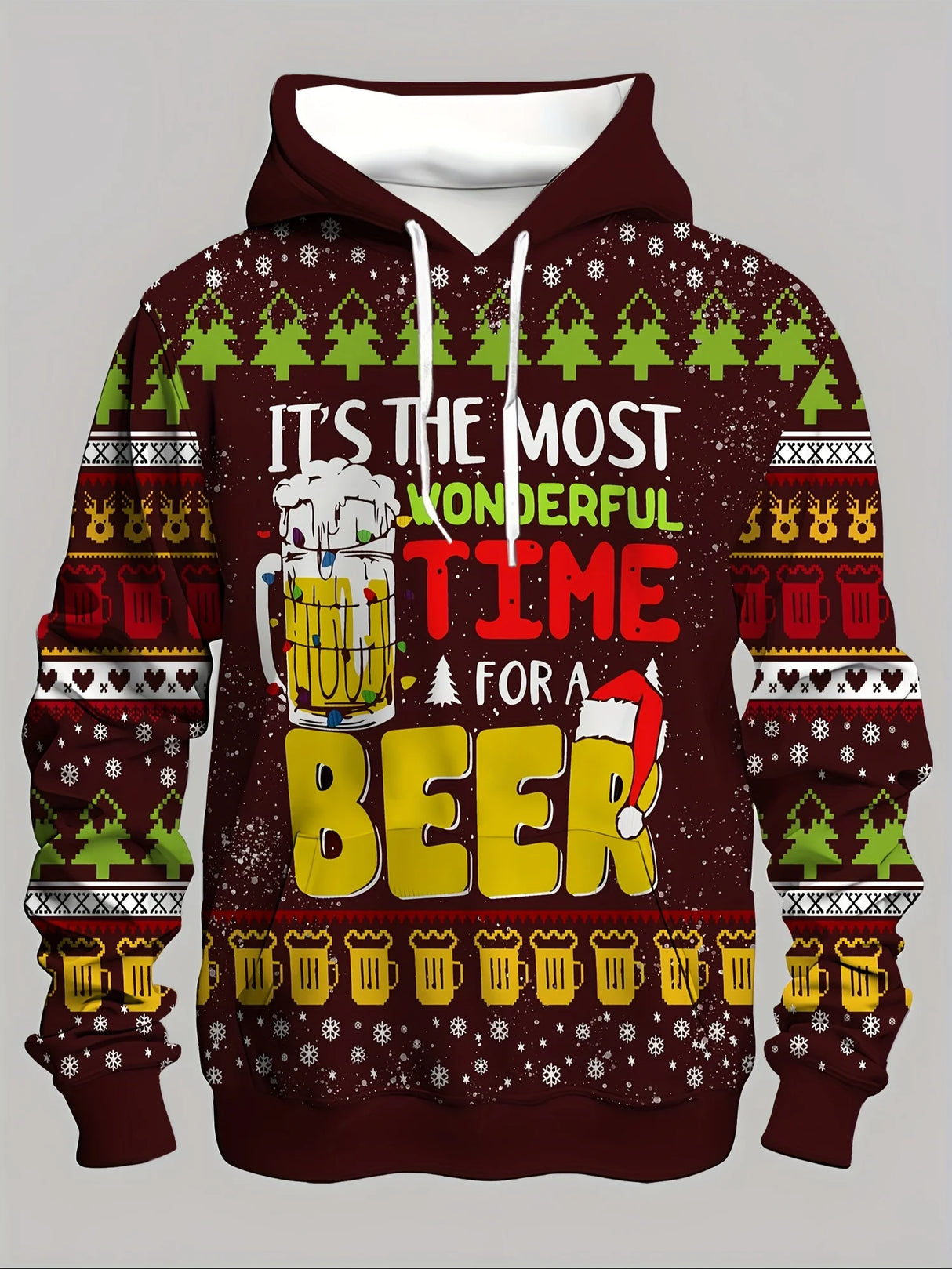 Men's Plus Size Christmas Hoodie – Festive Print