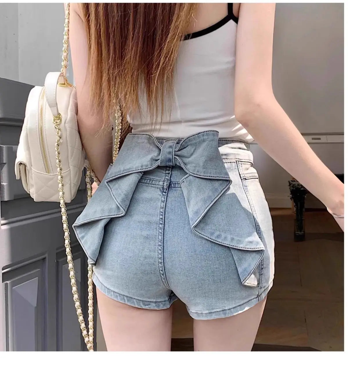 BowPop™ – Summer Hot Girl Denim Shorts (Hip Wrap, High Waist Fit)
