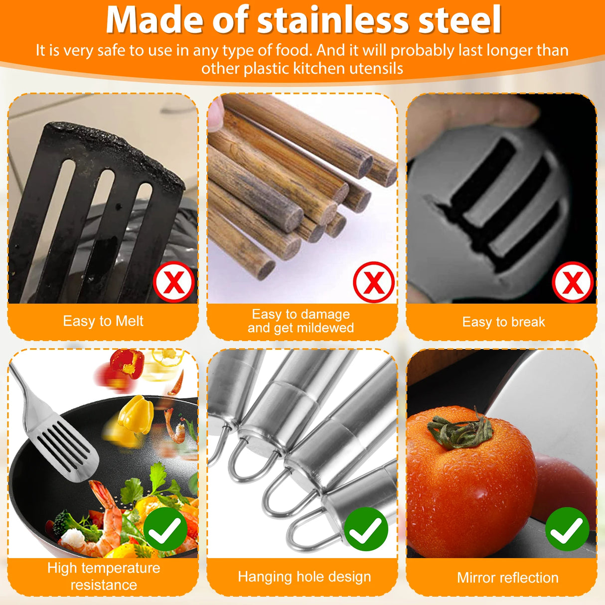 5-Piece Heavy-Duty Stainless Steel Utensil Set