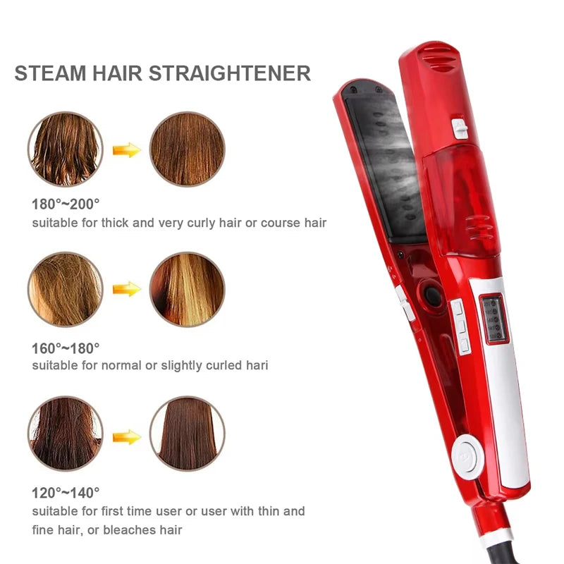 Steam Hair Straightening Brush Flat Iron