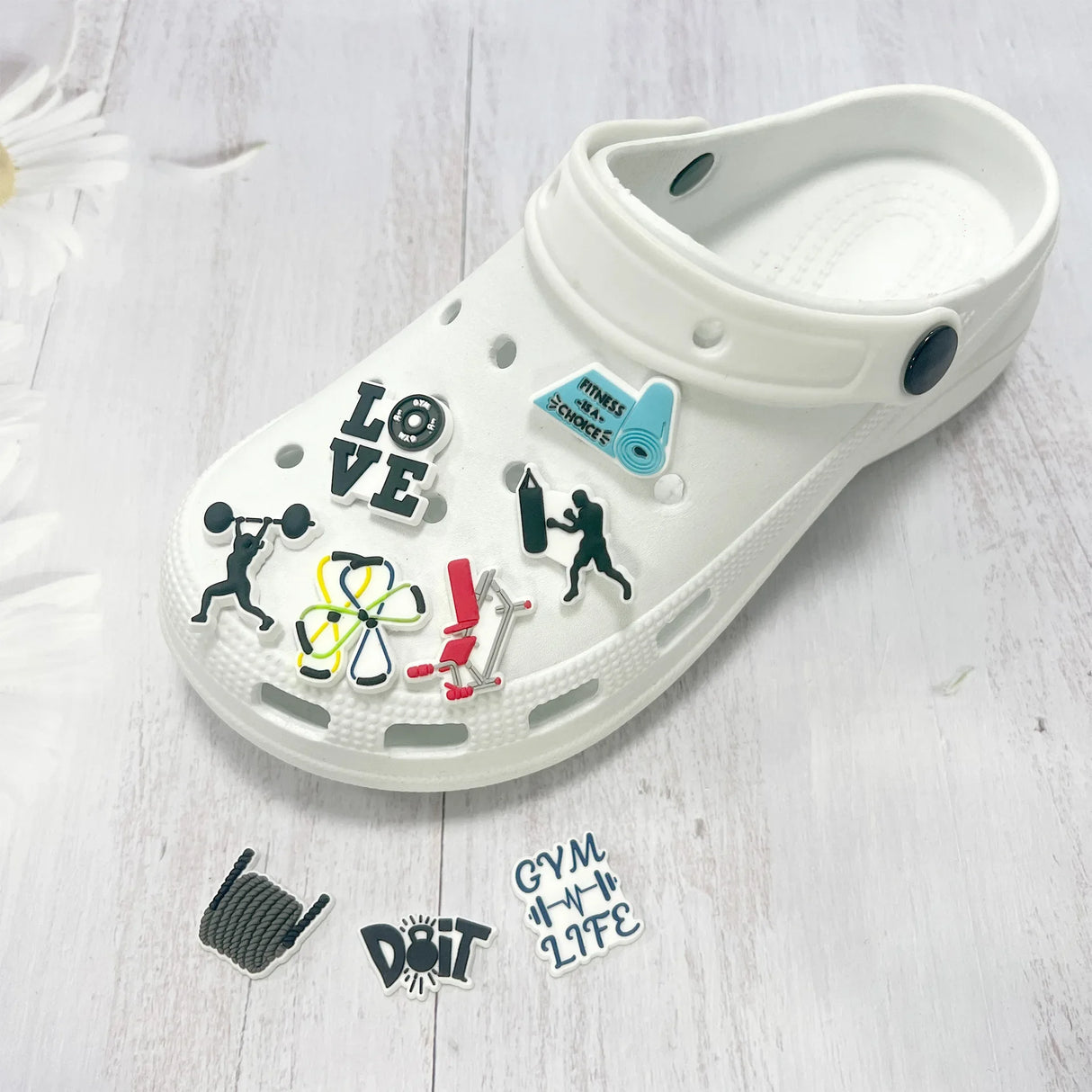 Women Bodybuilding Shoe Charms Fun Set