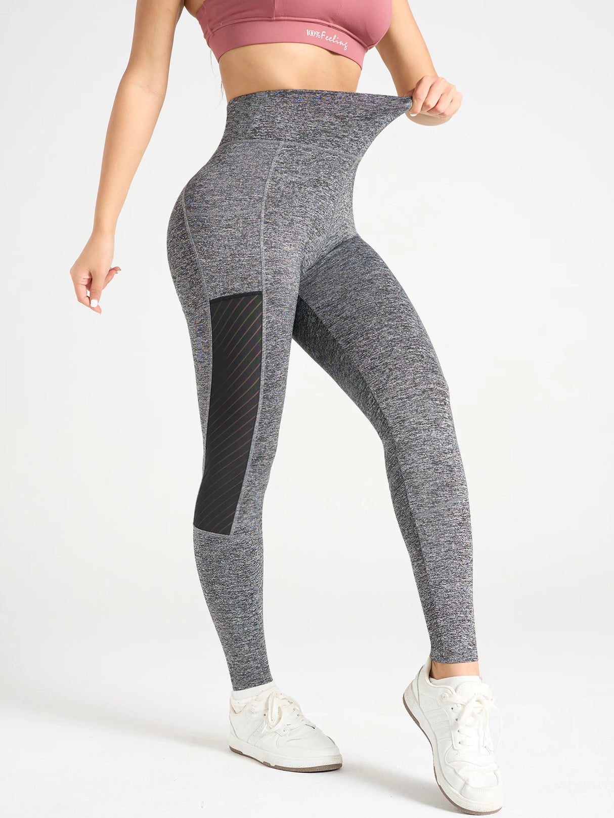 High-Waist Mesh Patchwork Women's Yoga Leggings – Hip Lifting Workout Pants