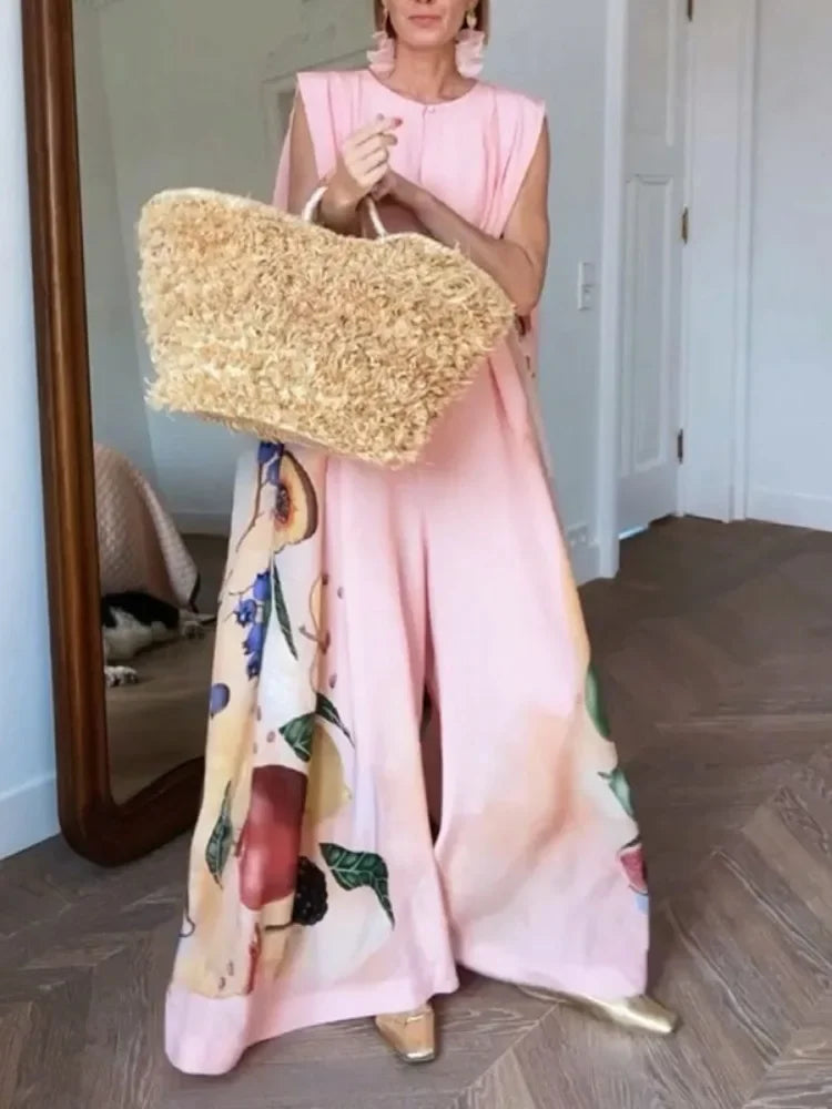 TropiLuxe™ – جمبسوت صيفي بطبعة فواكه (ساق واسعة، ملونة وخفيفة الوزن)