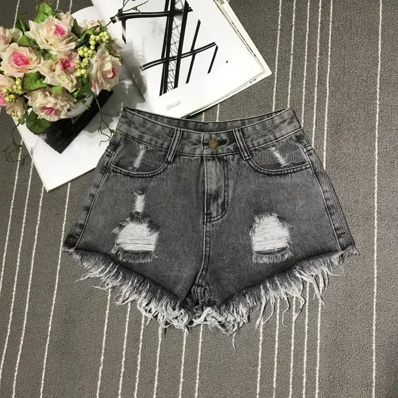 High Waist A-Line Denim Shorts for Women | Y2K Fashion