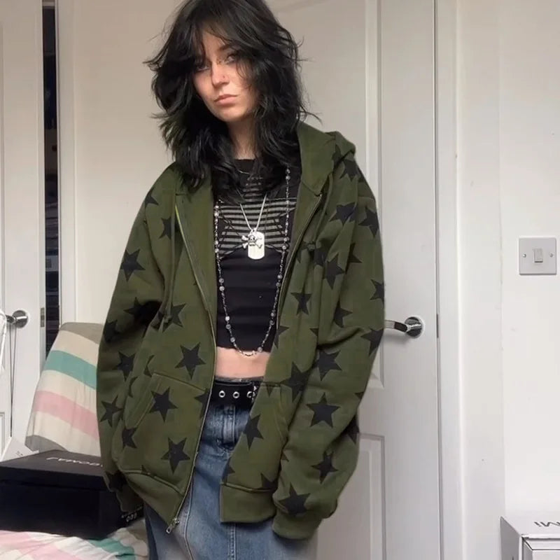 Gothic Stars Zip Hoodie