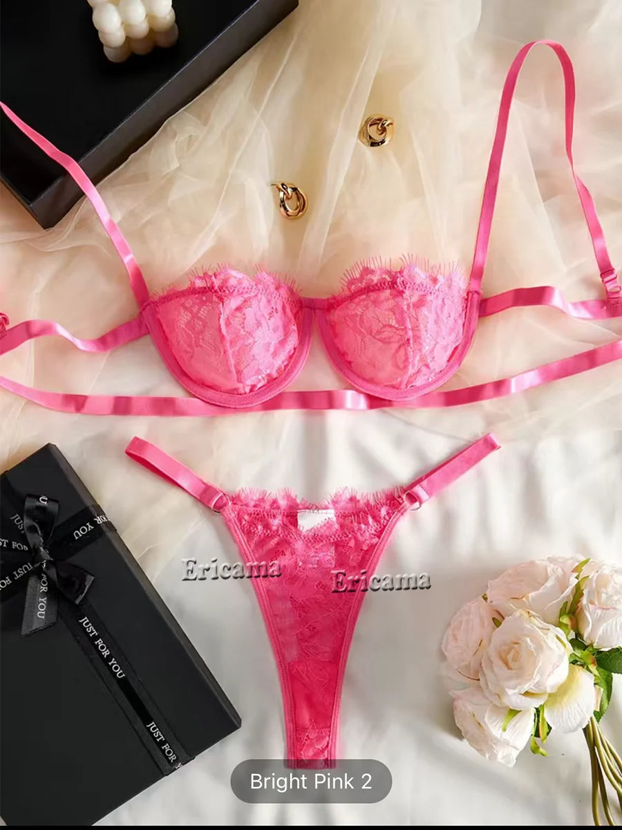 Floral Embroidery Lingerie Set
