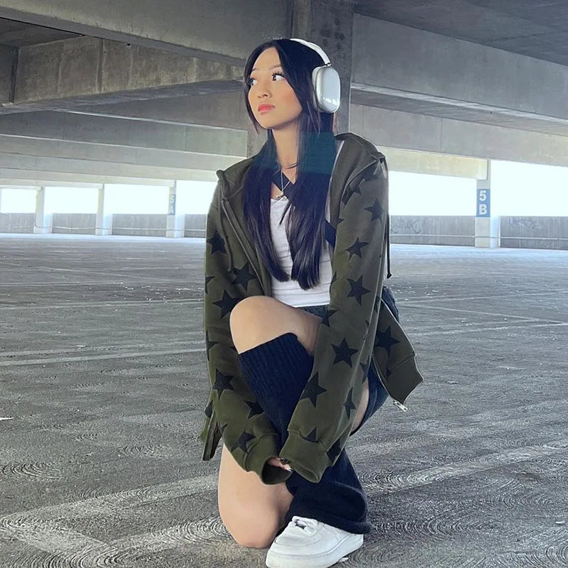 Gothic Stars Zip Hoodie