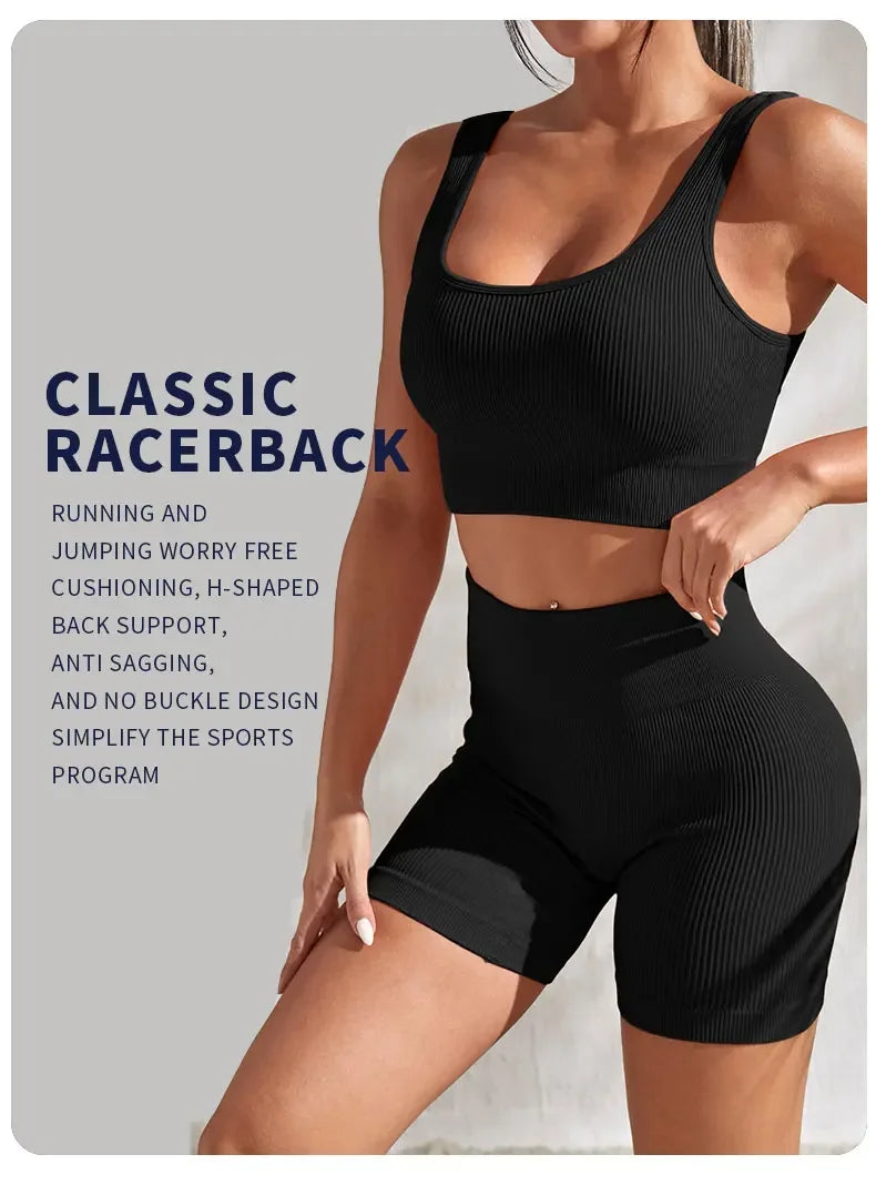 مجموعة يوغا نسائية مضلعة بدون درزات