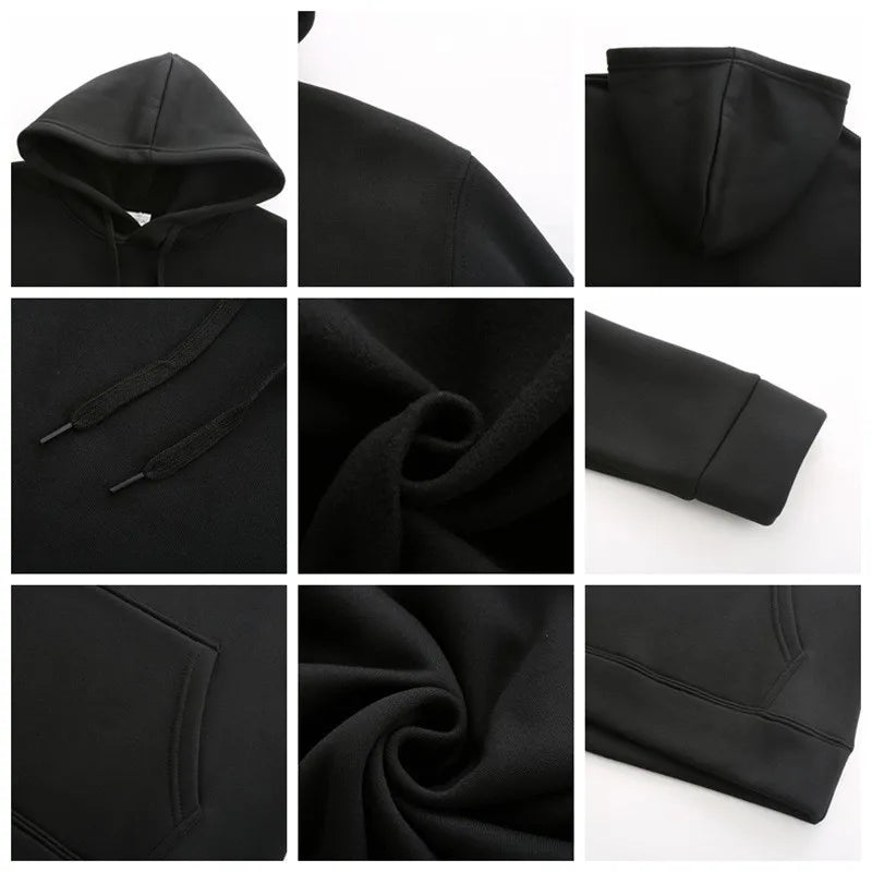 هودي رجالي كبير الحجم - بلوفر أسود سادة