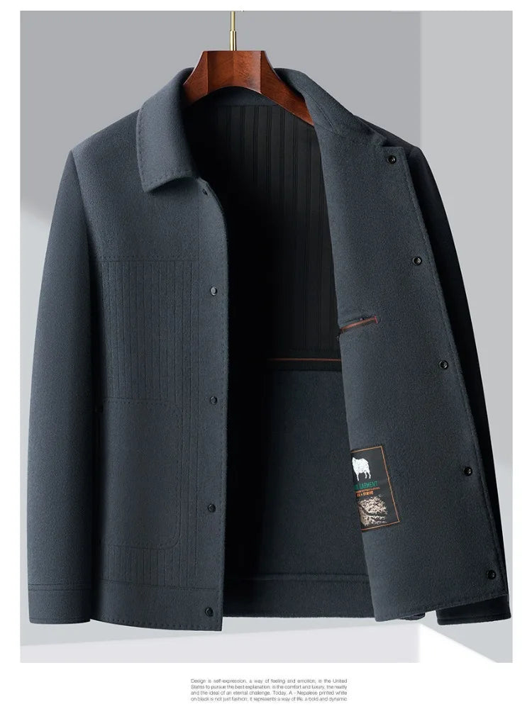 Men Slim Fit Wool Coat Business Jacket