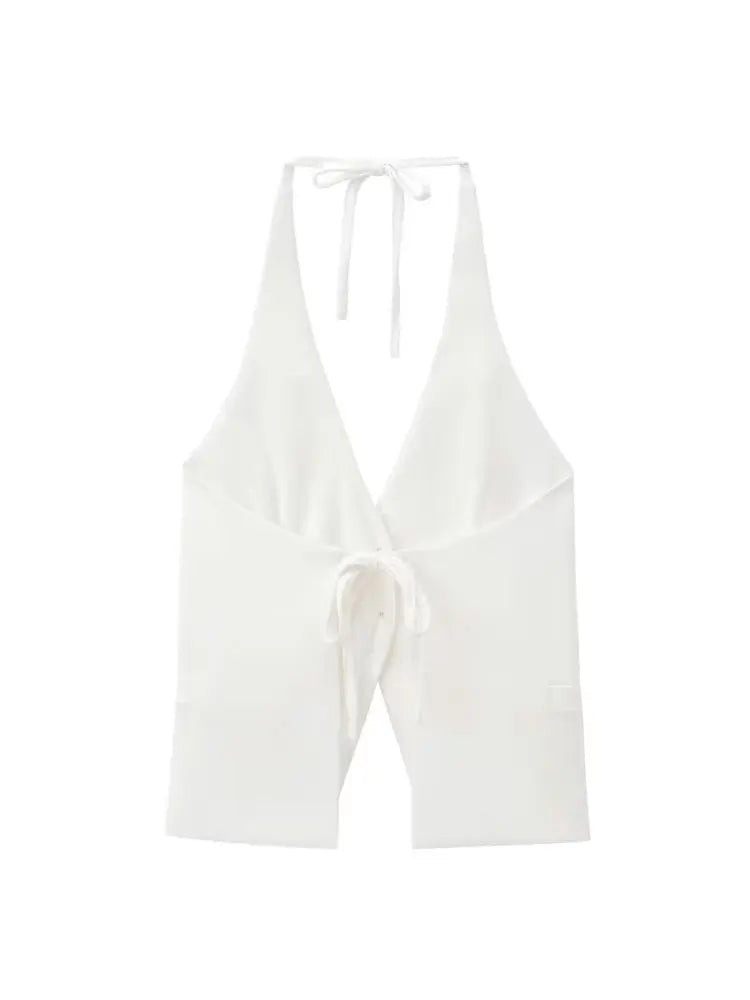 Front Button Halter Backless Camisole Tank