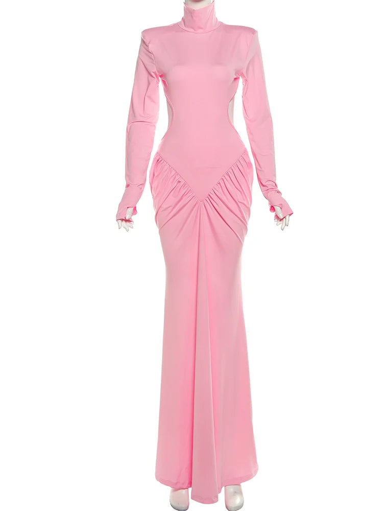 Women's Backless Ruched Maxi Dress