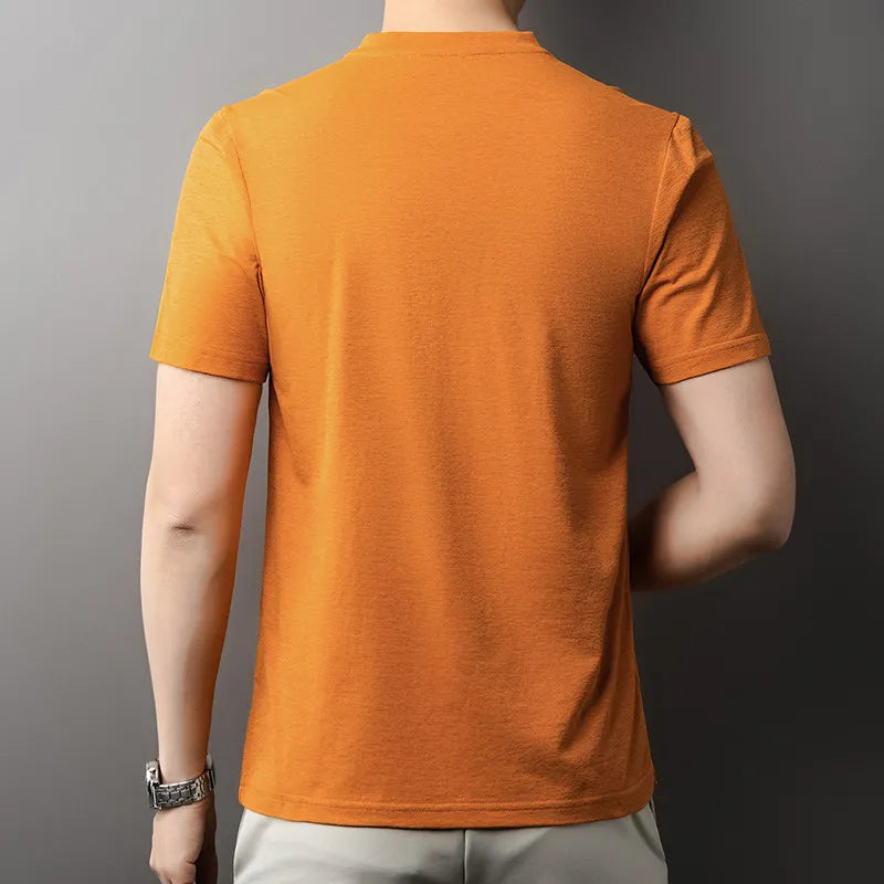 Men V-Neck Solid Short Sleeve T-Shirt
