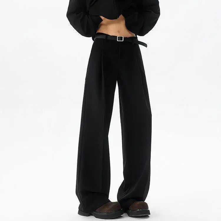 Men's Plus Size Vintage Pleated Trousers – Wide Leg