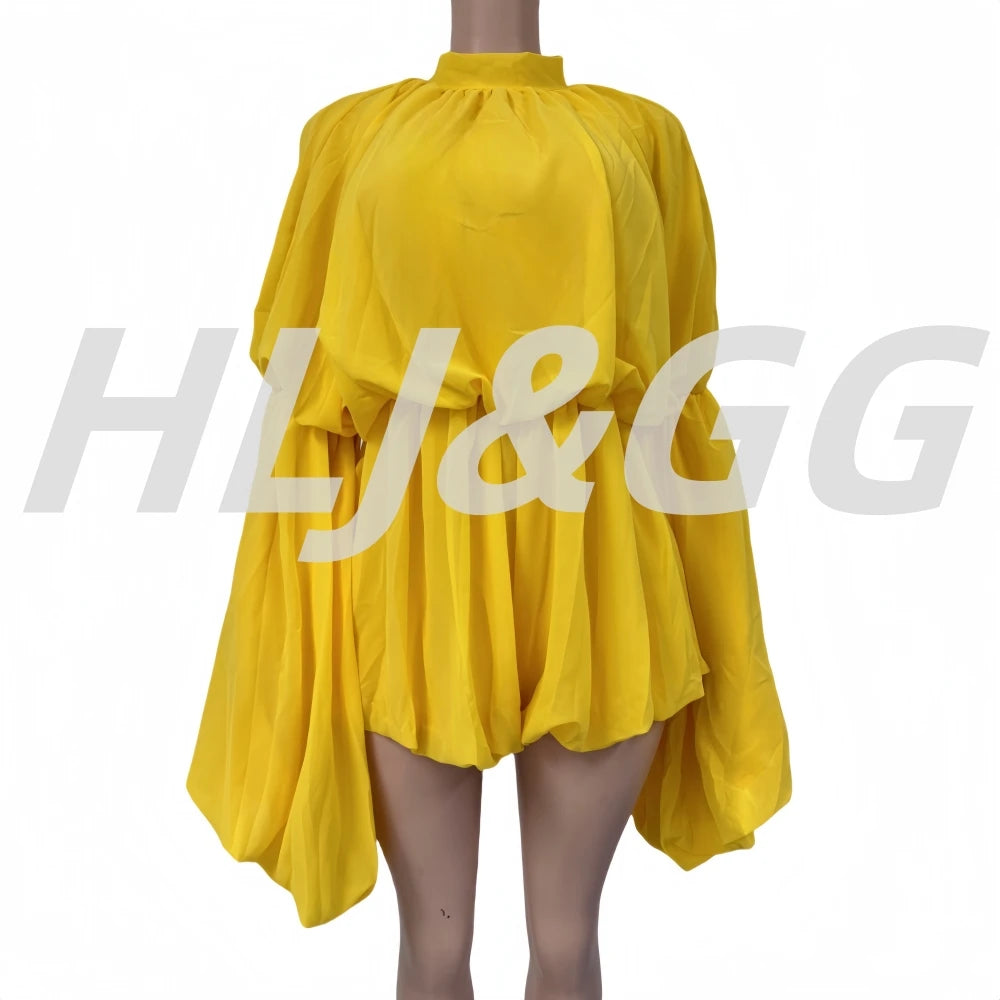 SculptEase™ – جمبسوت ضيق بأكمام واسعة ومكشكشة (مطاطي، أنيق، وملائم للانحناءات)