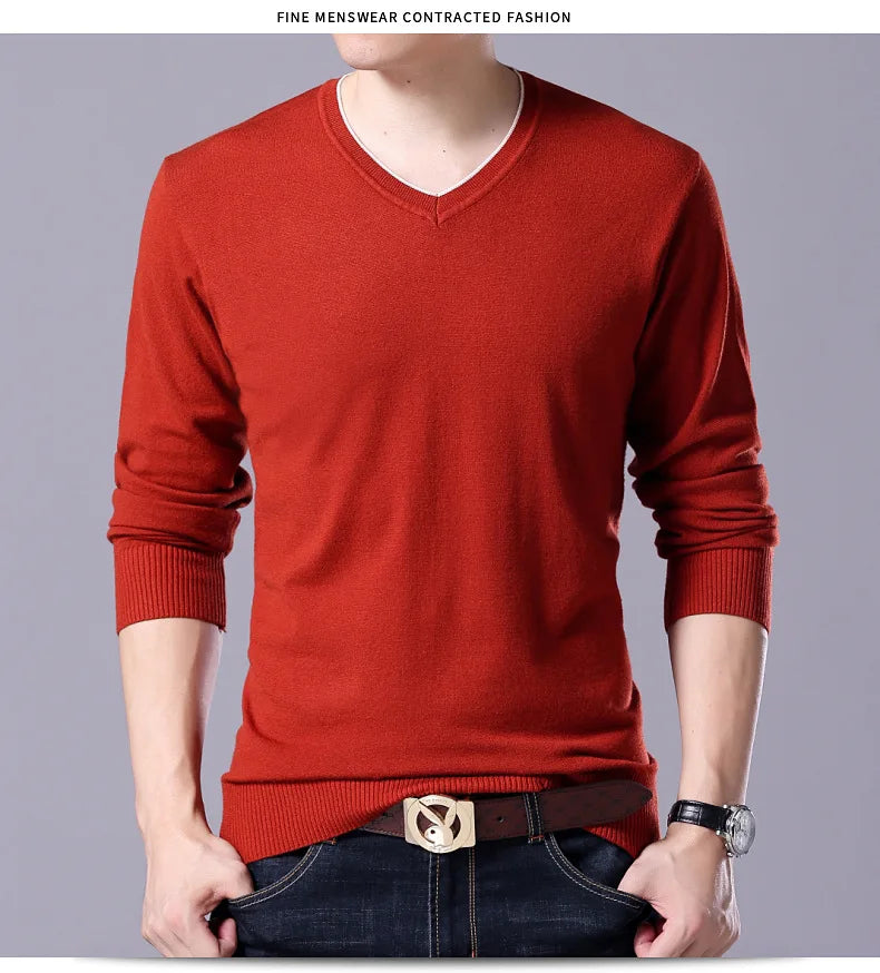 سترة رجالية محبوكة برقبة على شكل حرف V بمقاسات كبيرة