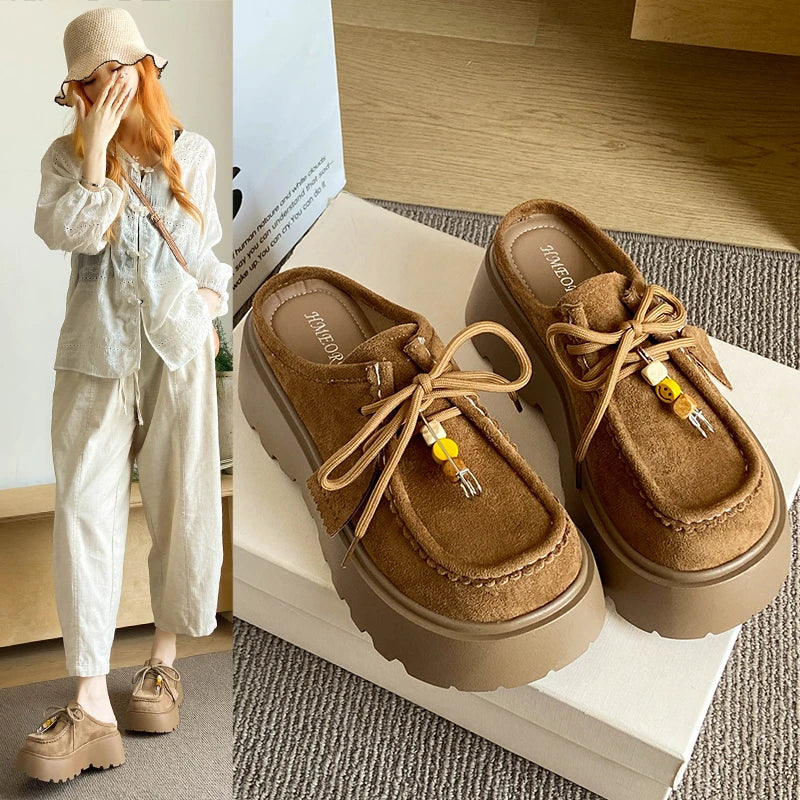 Women’s Retro Platform Half-Slipper Loafers