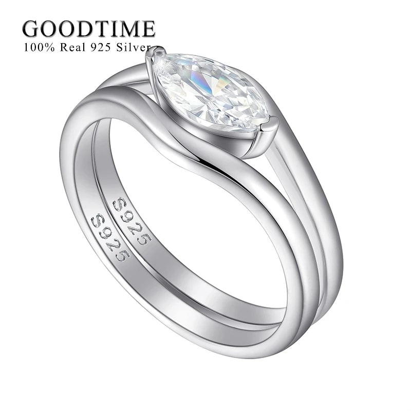 925 Sterling Silver Zircon Ring Set