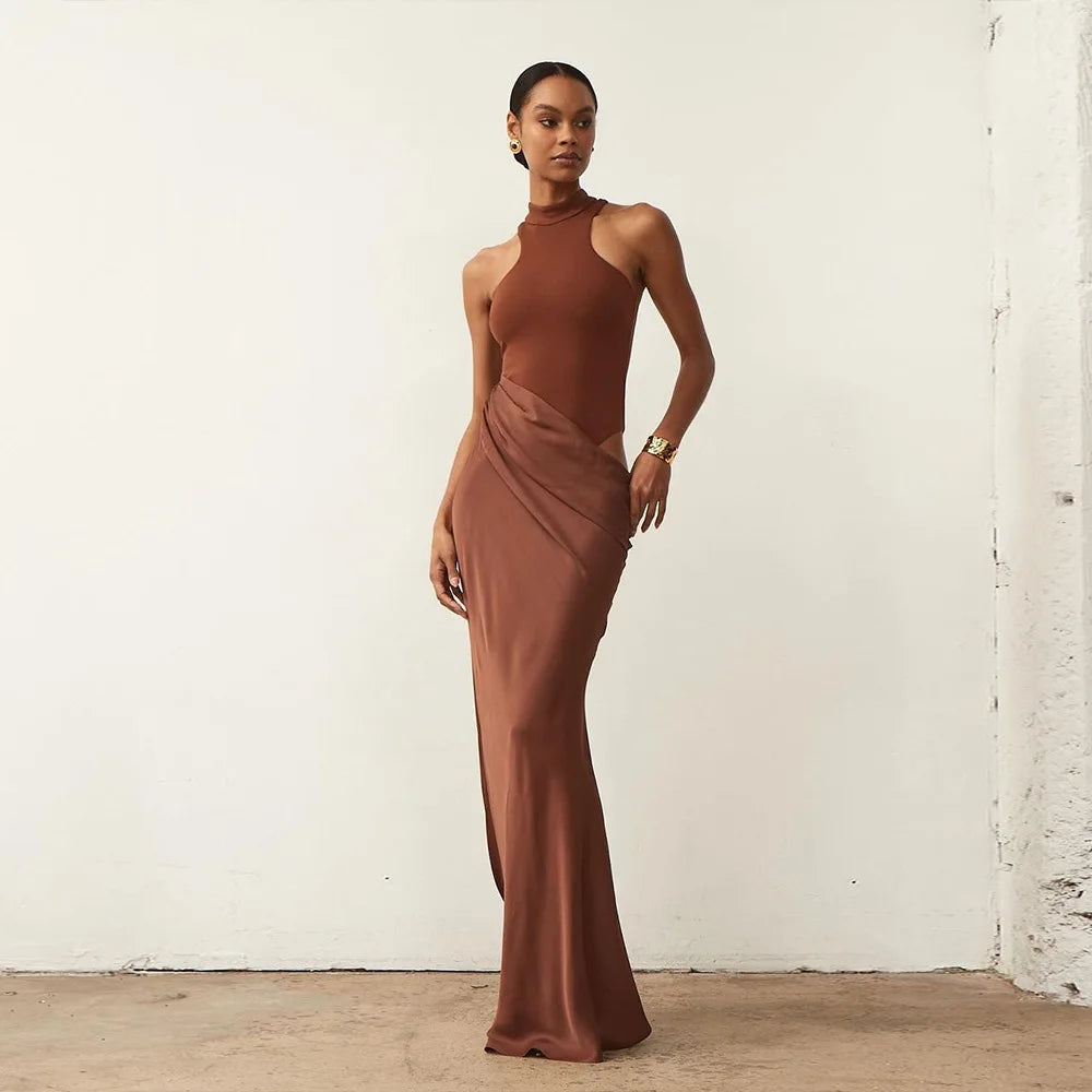 Luxe Satin Cutout Maxi Dress
