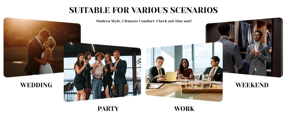 بدلة رجالية بمقاسات كبيرة بقصة ضيقة - بدلة سهرة من 3 قطع