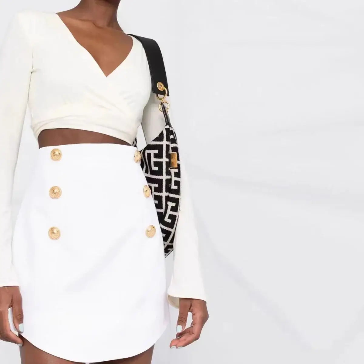 Women Slim Fit Button Back Mini Skirt