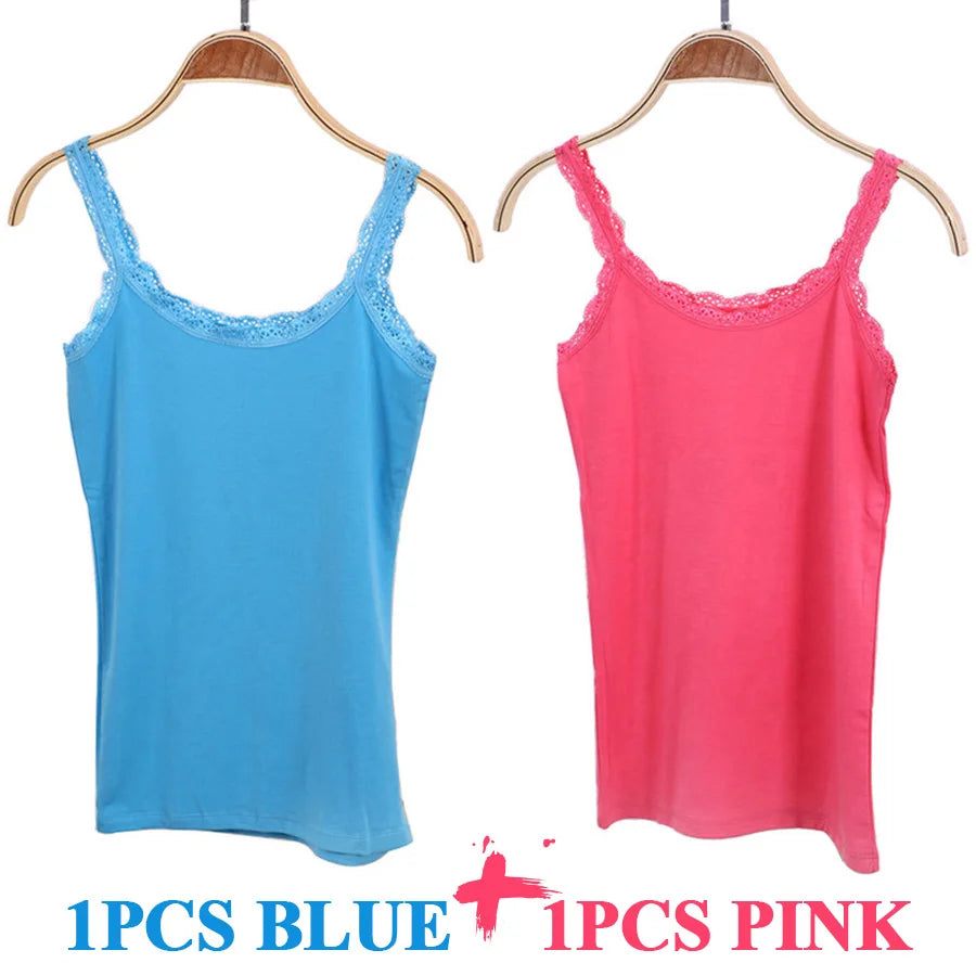 قميص داخلي نسائي من القطن والدانتيل