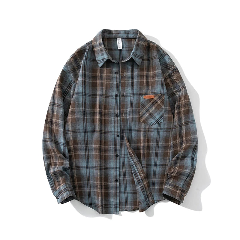 Men Oversized Plaid Shirt