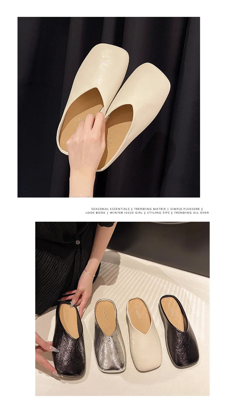 Women Mules Closed Toe Flat Slides