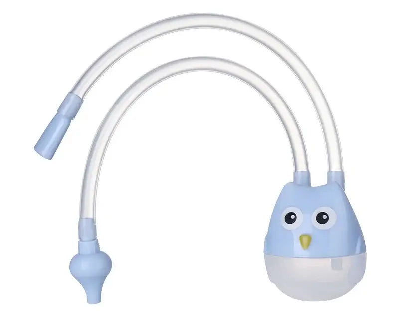 Cartoon owl nasal aspirator for infants, safe silicone material for easy baby nasal clearance.