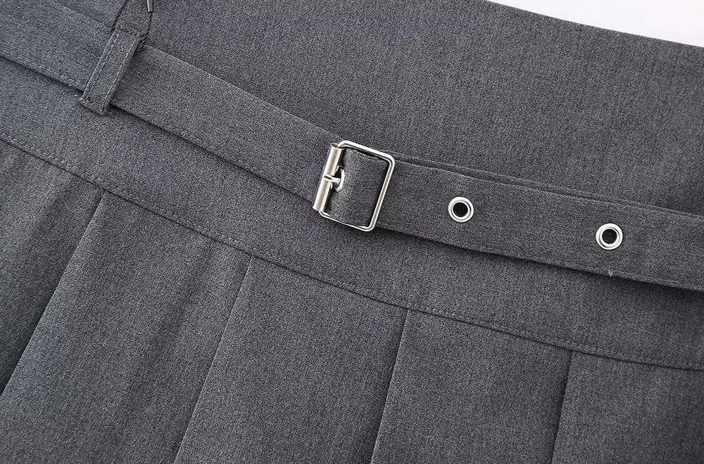 Women's Pleated Belted Skort Shorts