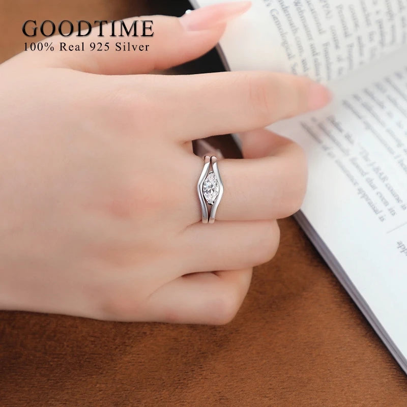 925 Sterling Silver Zircon Ring Set