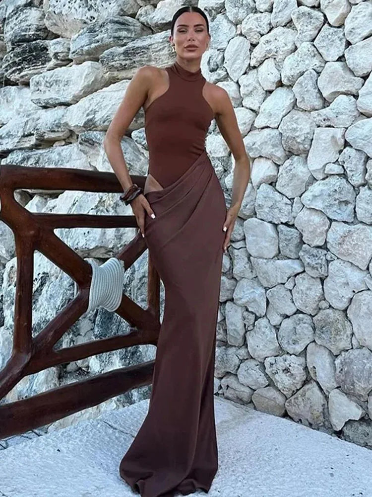 Luxe Satin Cutout Maxi Dress