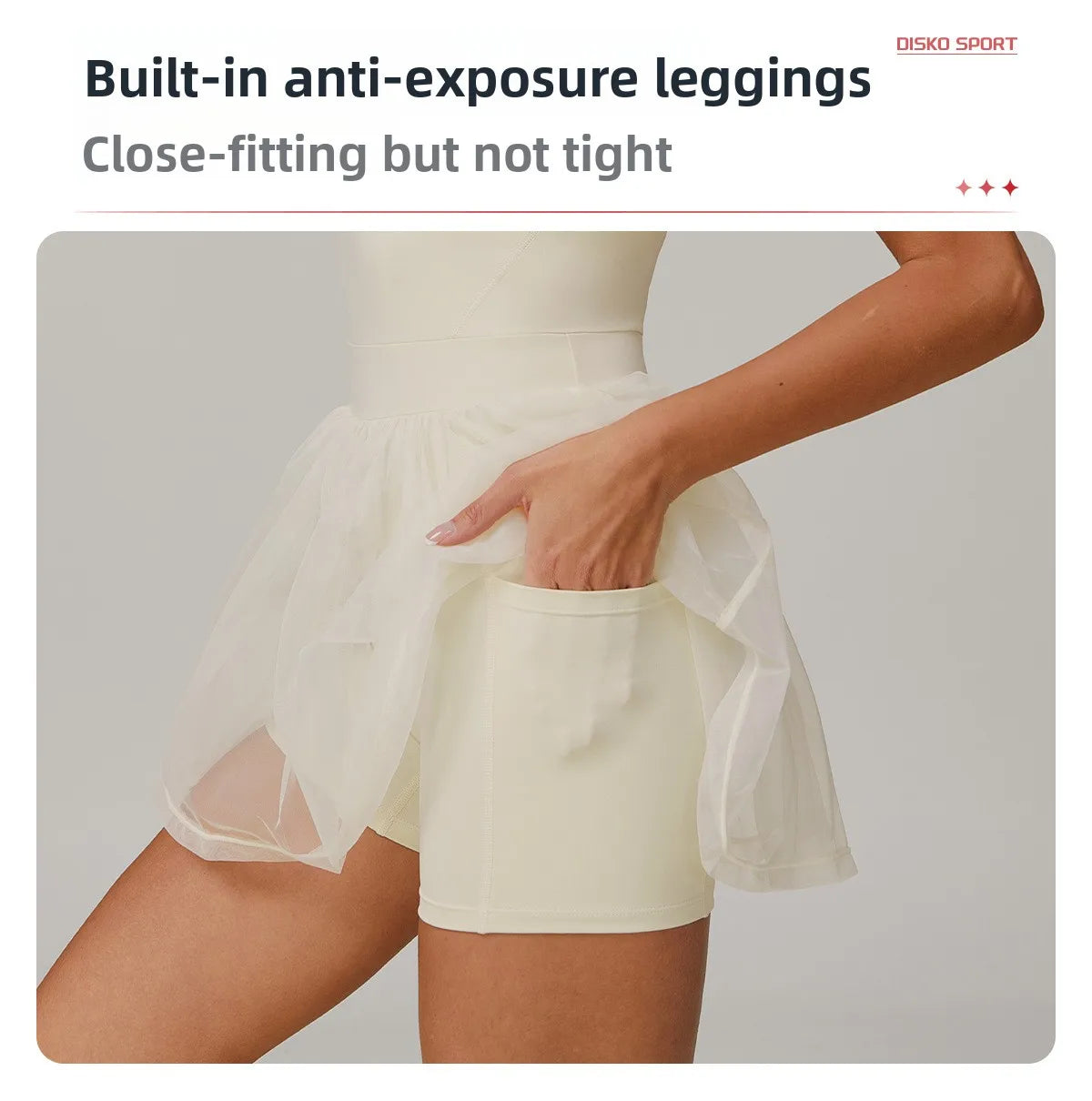 تنورة تنس نسائية شبكية قابلة للتنفس