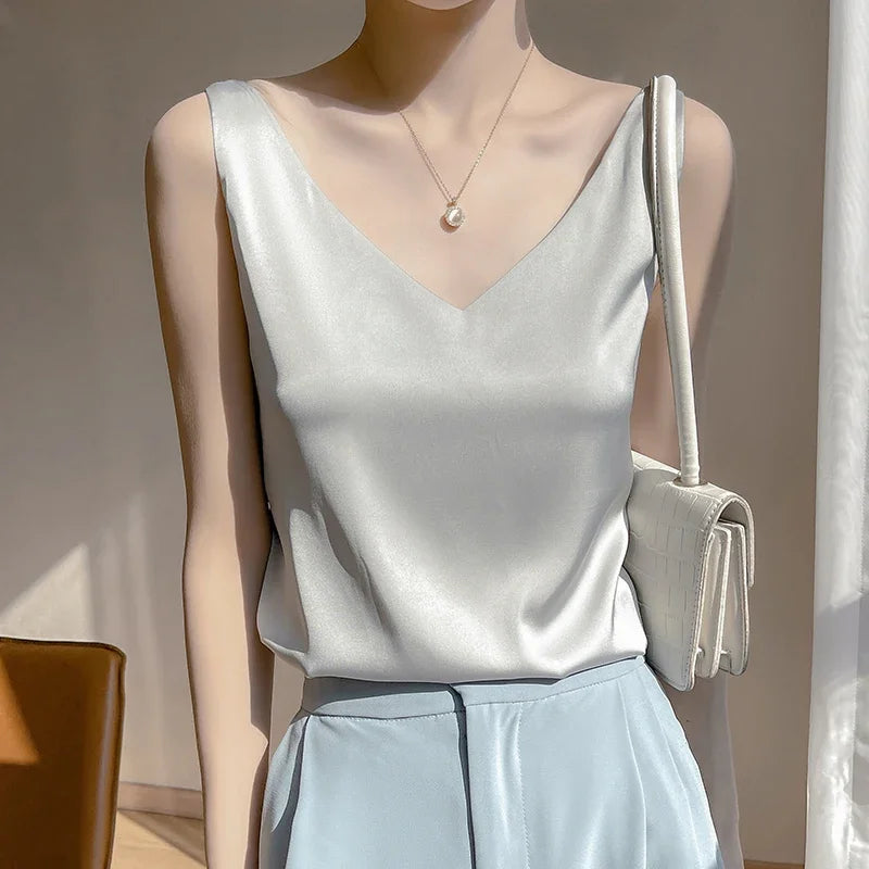 Office Lady V‑Neck Casual Tank Top