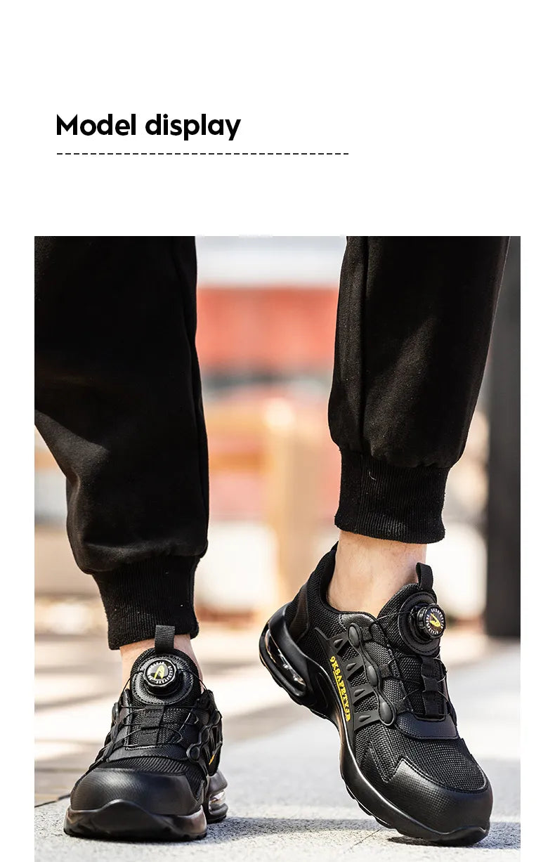 أحذية رياضية رجالية آمنة مزودة بوسادة هوائية وأصابع فولاذية