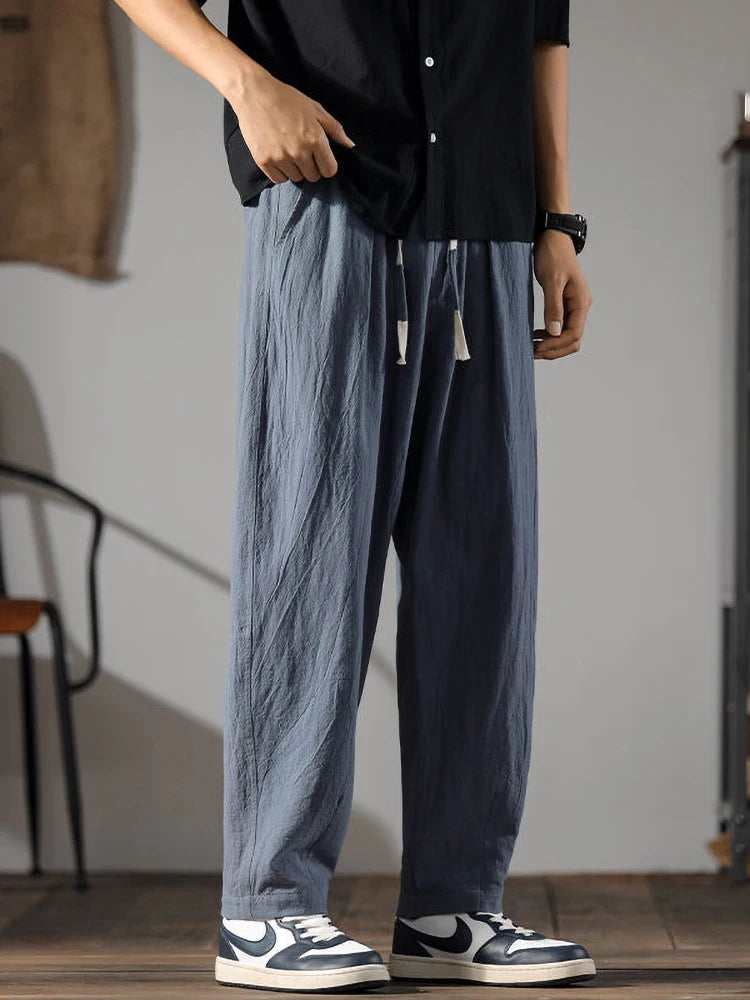 Men Wide Leg Linen Pants