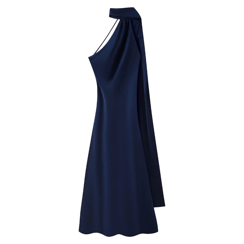 Luxe Satin Halter Evening Gown