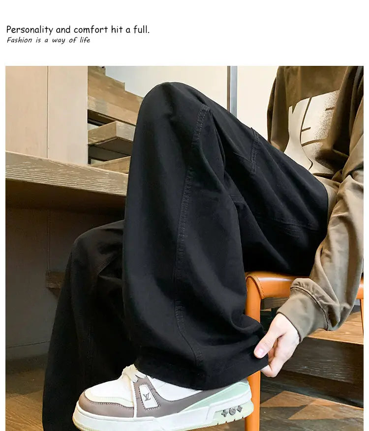 بنطلون كارغو رجالي واسع من قماش الشارع