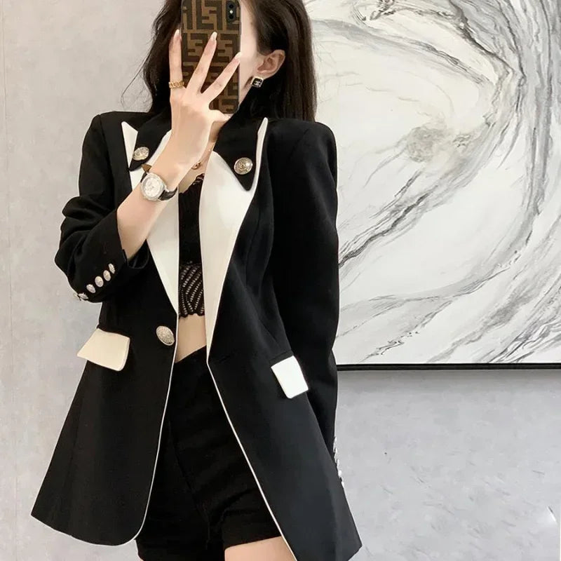 ColorFold™ – Long Tailored Blazer (Colorblock Elegance, On-Sale Collection)