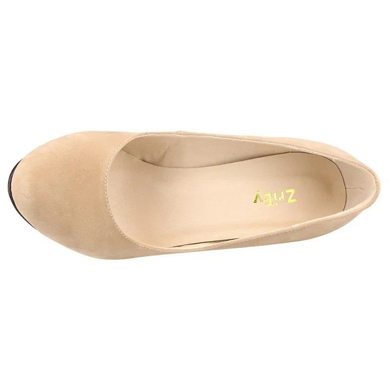 حذاء إسفيني كلاسيكي مدبب - جلد سويدي صناعي أسود 2025