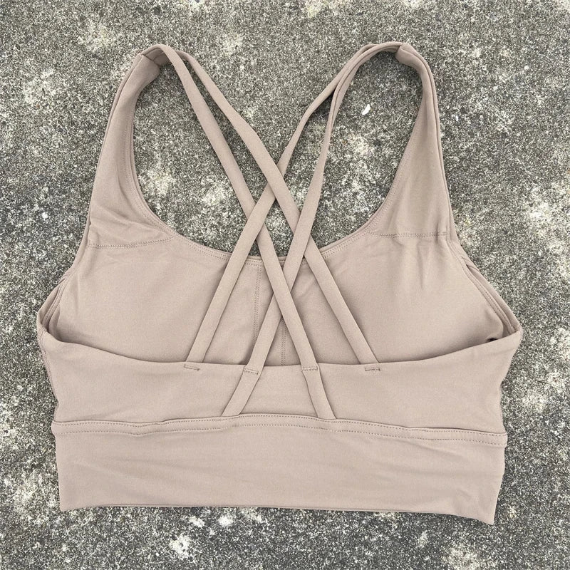 Women Cross Strap Sports Bra with Pads