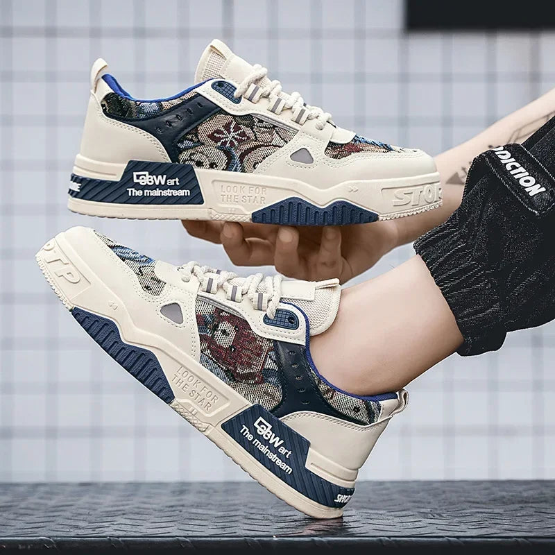 حذاء تزلج أبيض للرجال قابل للتنفس