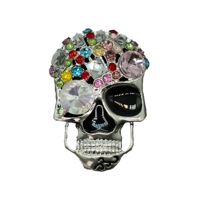 زينة أحذية نسائية على شكل جمجمة مع مشابك معدنية