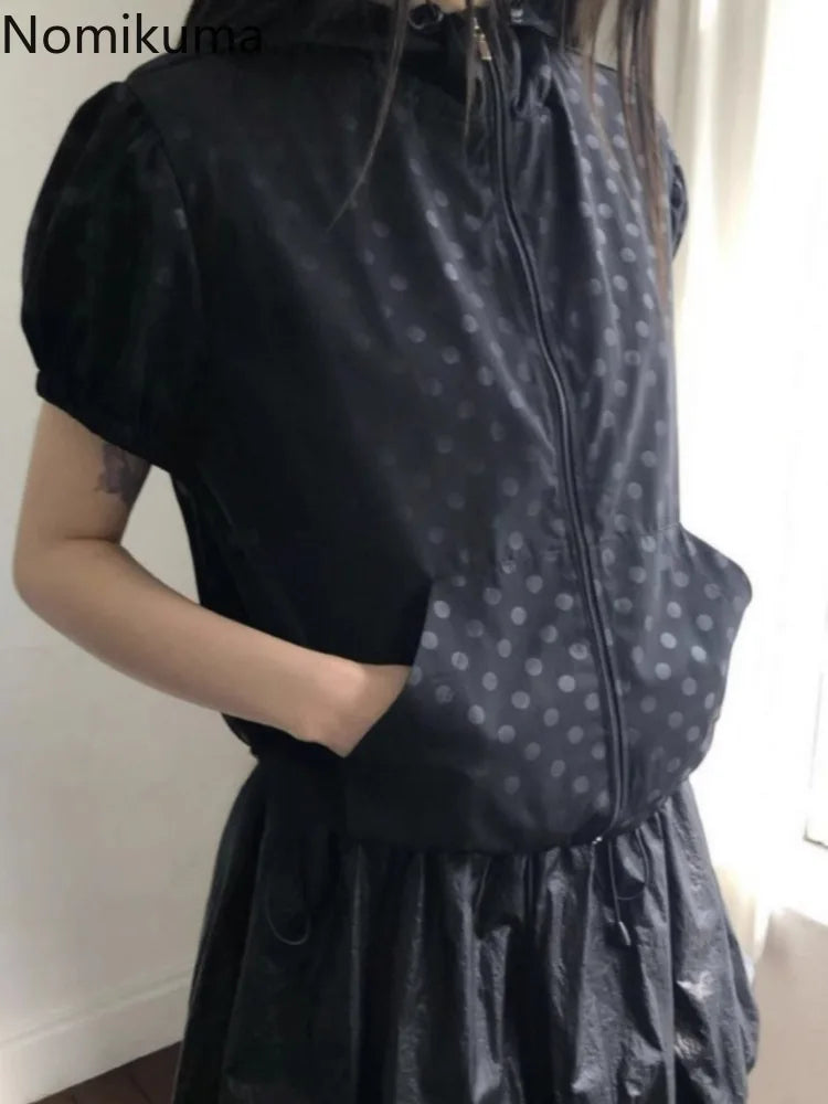 Streetwear Summer Polka Dot Hooded Jacket