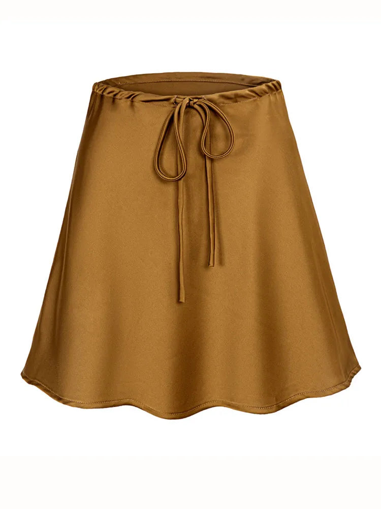 Women Satin Silk Mini Skirt