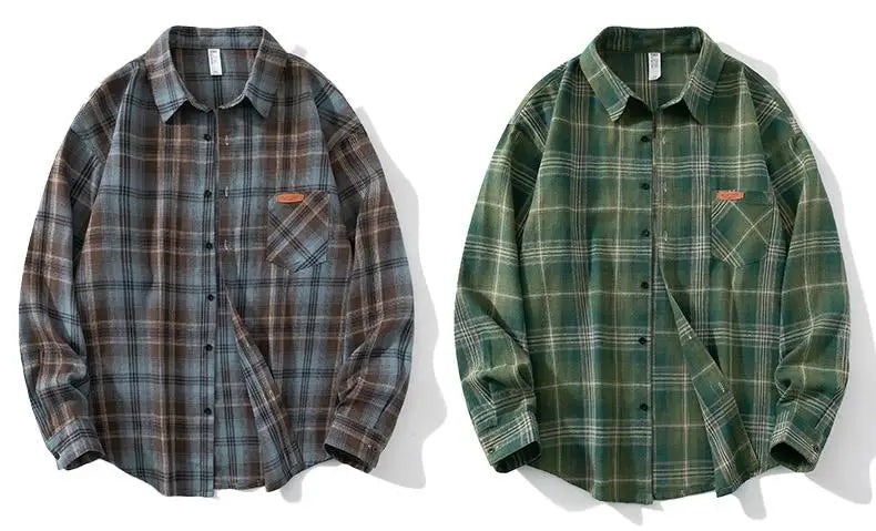 Men Oversized Plaid Shirt