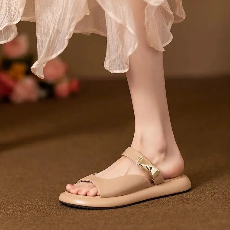 Women Minimalist White Slide Sandals