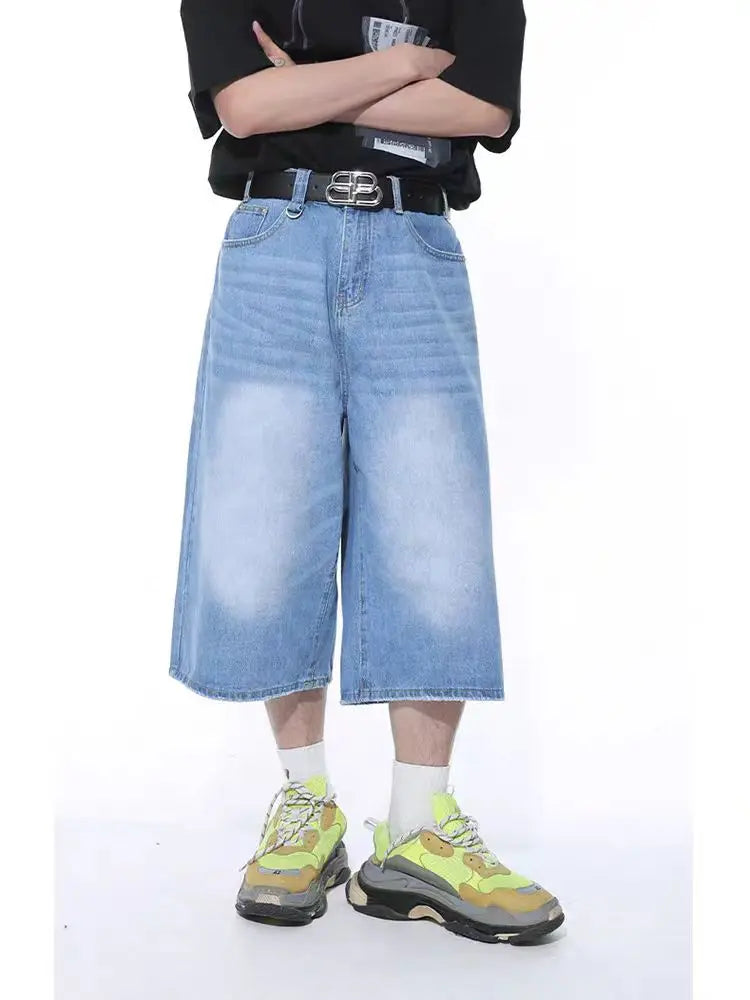 FadeMid™ – Black Retro Loose Shorts (High Waist, Y2K Mid-Length)