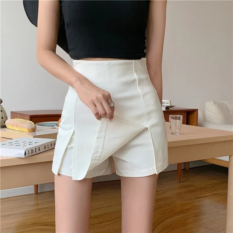 Women's Black Split Skirt Shorts